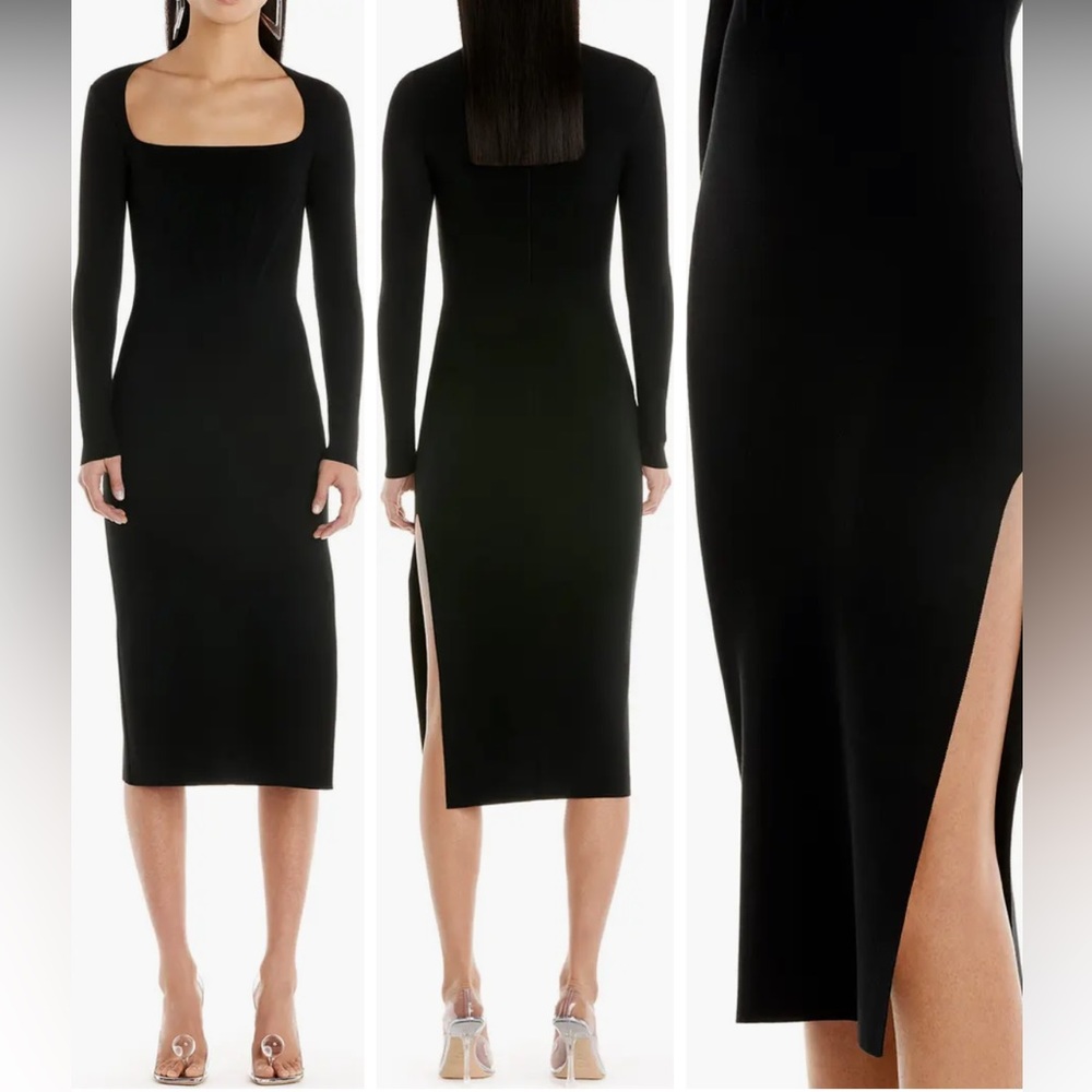 Mugler - Black Long Sleeve Corset Sheath Dress